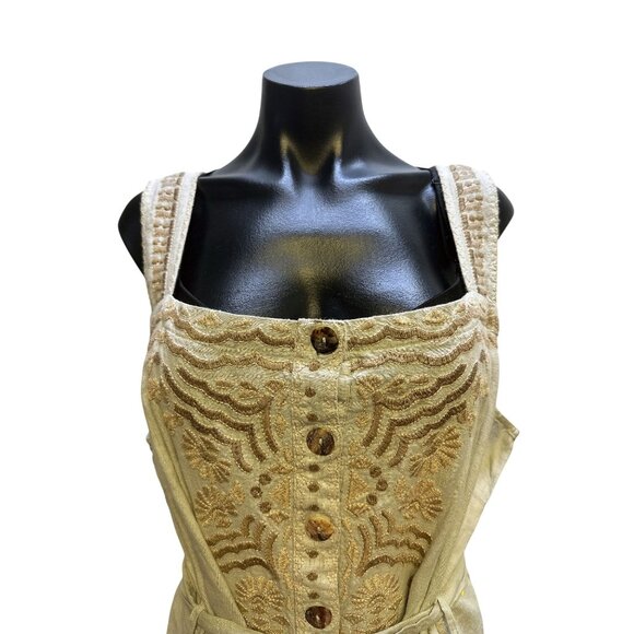 NWT Johnny Was Bohemian Embroidered Beige Button-Down Midi Dress w/Belt XXL - Picture 3 of 8